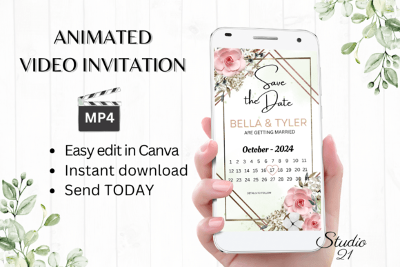 Boho Save the Date W2124B: Your Instant Animated Invitation