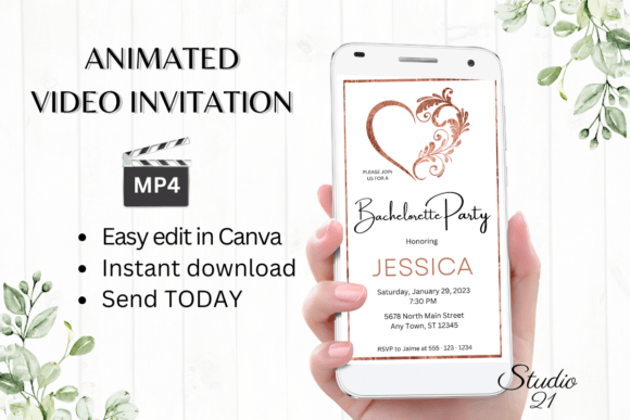Celebrate in Style: The Digital Bachelorette Party Invite W6920