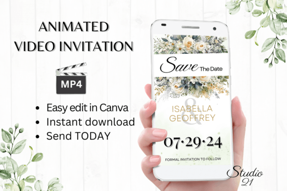 Digital Save the Date Announcement W2426: A Modern Animated Template