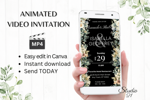 Effortless Elegance: The Electronic Wedding Brunch Invite W9425