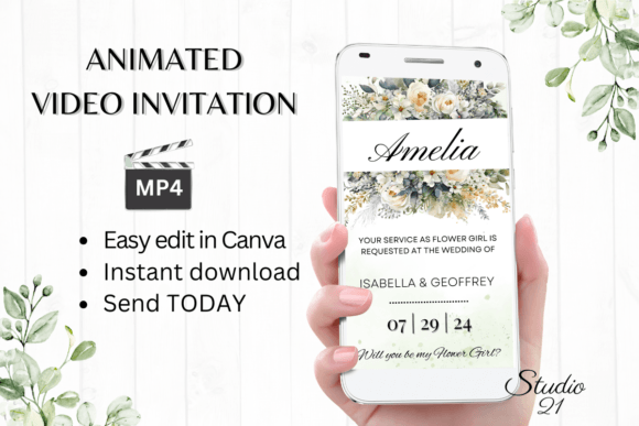 Electronic Flower Girl Proposal W3426FG: A Modern Script for Digital Invitations