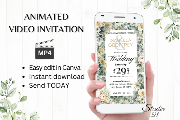 Electronic Wedding Invitation W8420: Your Animated Digital Evite