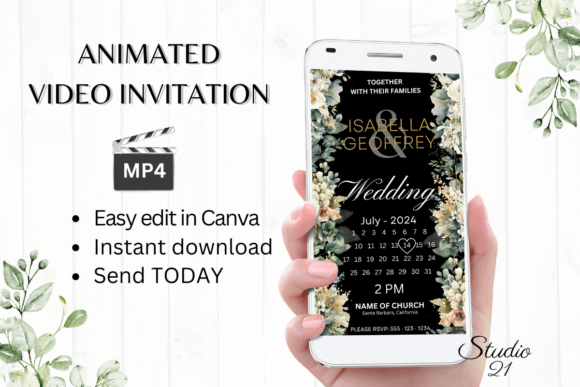 Electronic Wedding Invitation W8425B: A Modern Digital Template