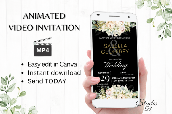 Electronic Wedding Invitation W8429: Modern Digital Evites