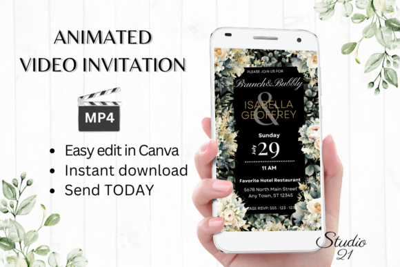 Elevate Your Event with the Electronic Wedding Brunch Invite W9421