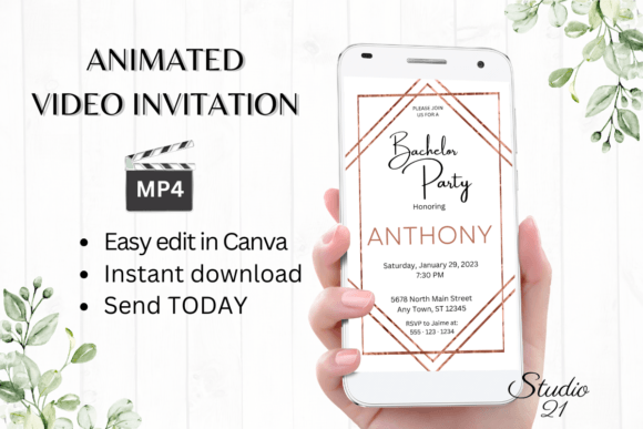 Minimalist Bachelor Party Invite W5924: Your Digital Invitation Solution
