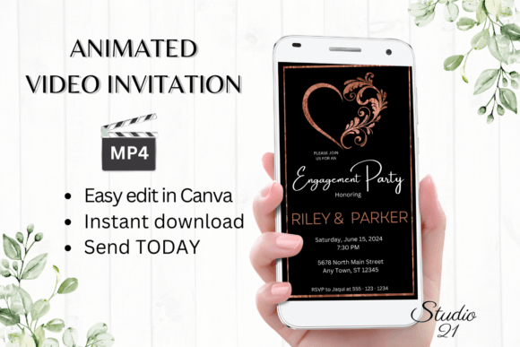 Minimalist Engagement Party Invite W1921: A Modern Digital Template