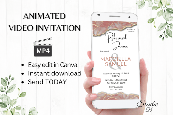 Minimalist Rehearsal Dinner Invite W7928: Effortless Digital Style