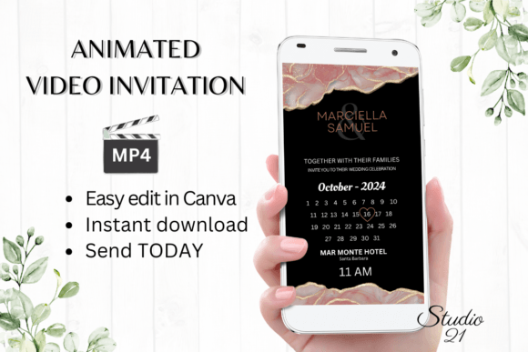 Minimalist Wedding Invitation W8929B: Your Digital Evite Solution