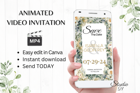 Modern Typography for Digital Save the Date Announcement W2420