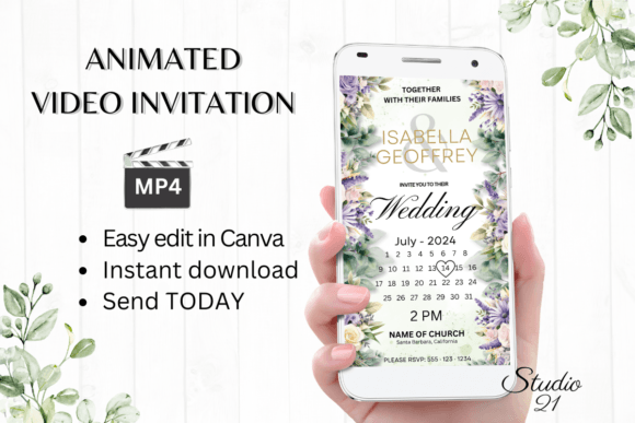 Modernize Your Wedding Announcement with Digital Wedding Invitation W8414B