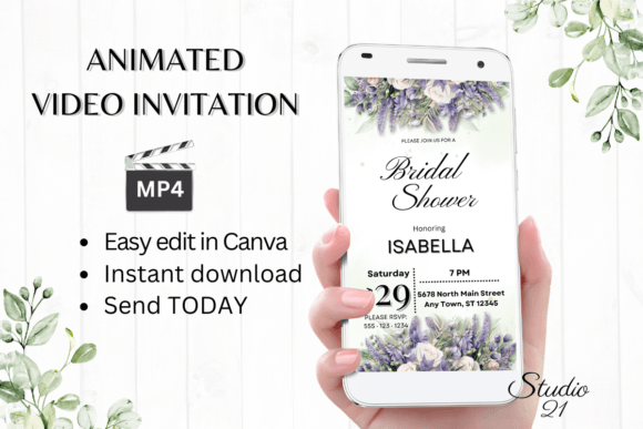 Streamline Your Celebration with Digital Bridal Shower Invite W4418